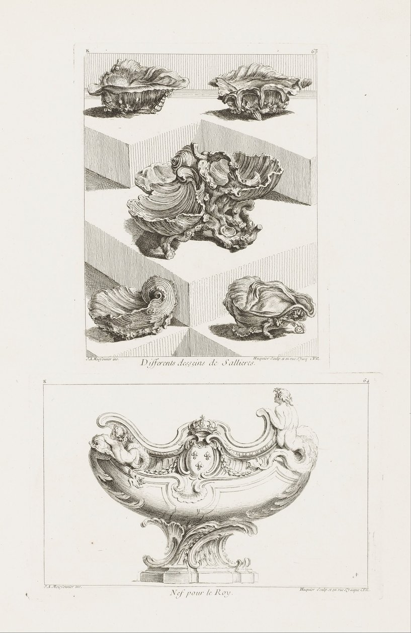 Farklı Desseins de Sallieres (Tuzlu Yemekler için Çeşitli Tasarımlar), pl. 63 Juste-Aurele Çalışmasında ... by Juste Aurèle Meissonnier