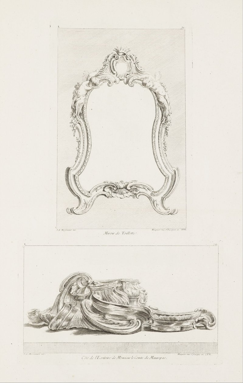 Tuvalet aynası., Tuvalet aynası, 5. Plaka by Juste Aurèle Meissonnier