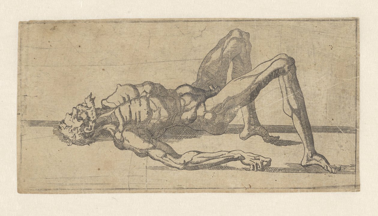 Çıplak adam, sırt üstü yatarken by Juste de Juste (attributed to)