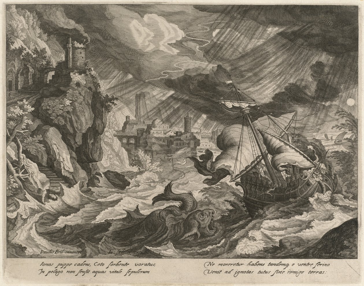 Jonah Fırtınalı Denize Atıldı by Justus Sadeler after Paul Bril