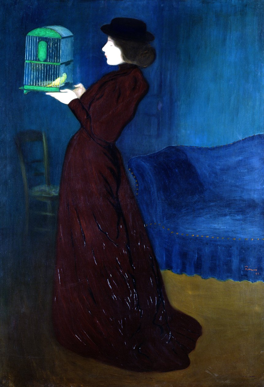 kuş kafesi olan kadın by József Rippl Rónai