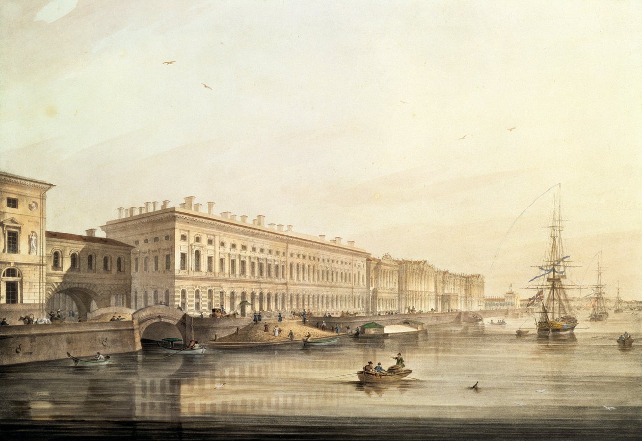 Karl Petrovich Beggrov (1799-1875), 1826 (wc ile litho) tarafından oyulmuş Saray Dolgusunun görünümü by K. and Shiflard, S. Sabat