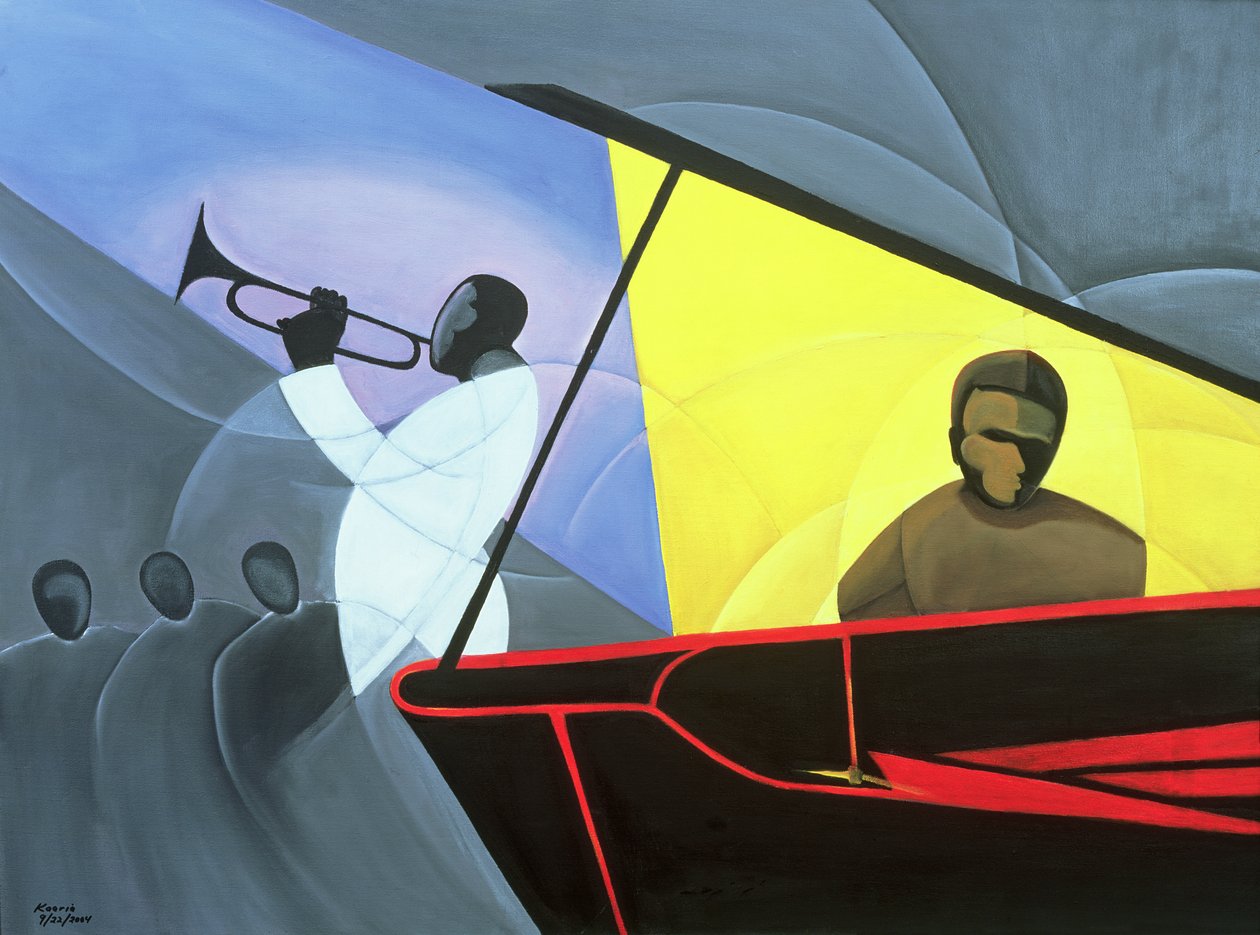 Sıcak ve Soğuk Caz, 2004 (tuval üzerine yağlı boya ve akrilik) by Kaaria Mucherera