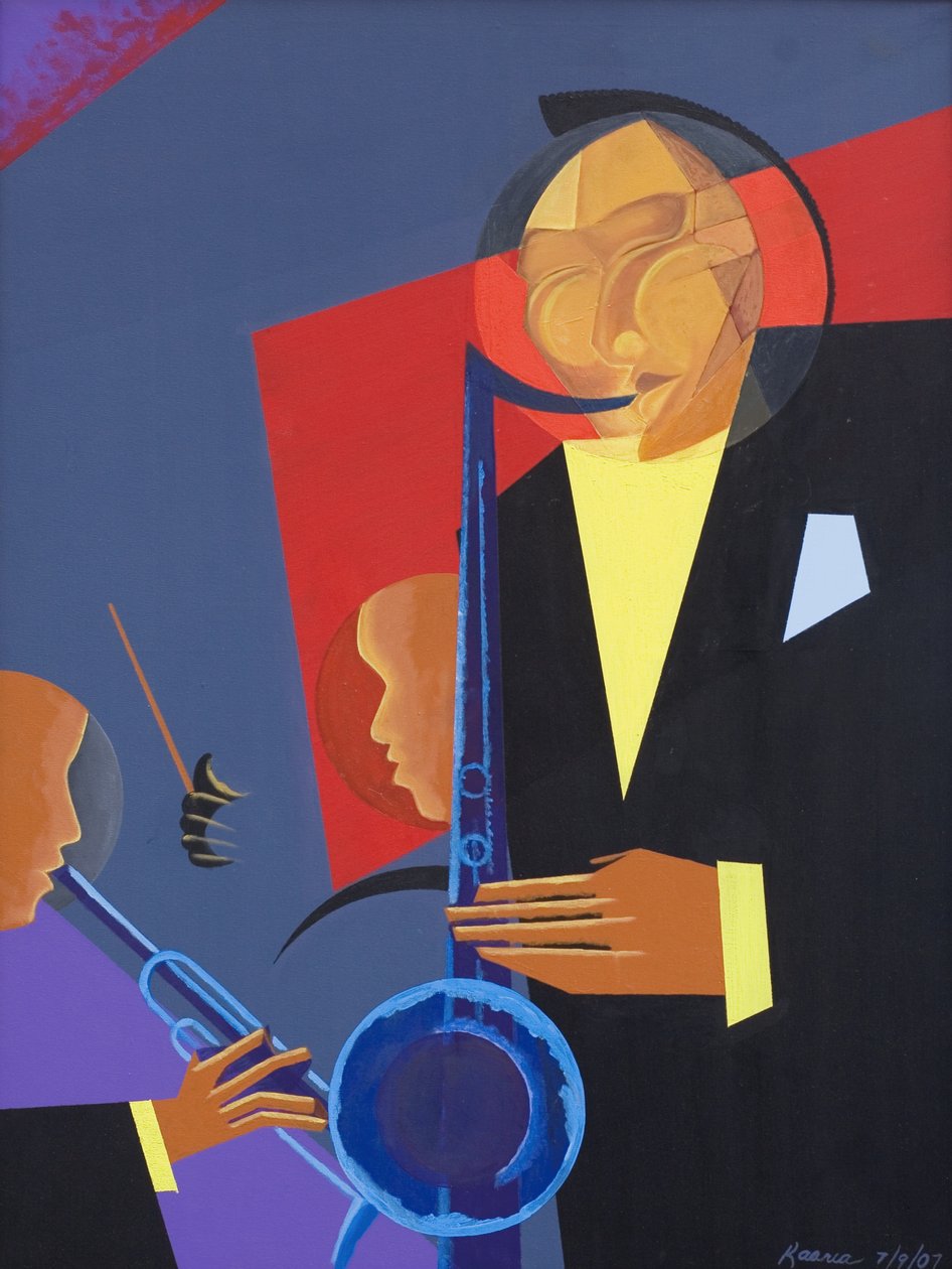 Jazz Sharp, 2007 (tuval üzerine yağlı boya ve akrilik) by Kaaria Mucherera