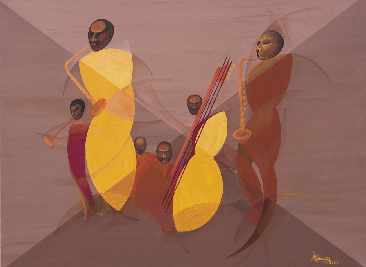 Mango Jazz, 2006 (tuval üzerine yağlı boya ve akrilik) by Kaaria Mucherera