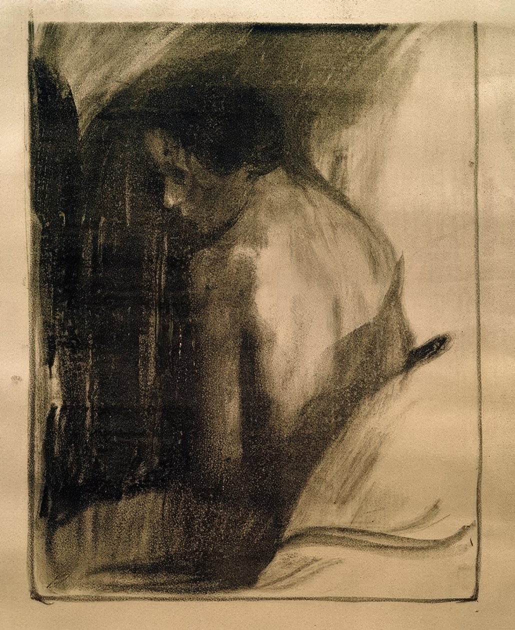 Arkadan çıplak kadın by Käthe Kollwitz