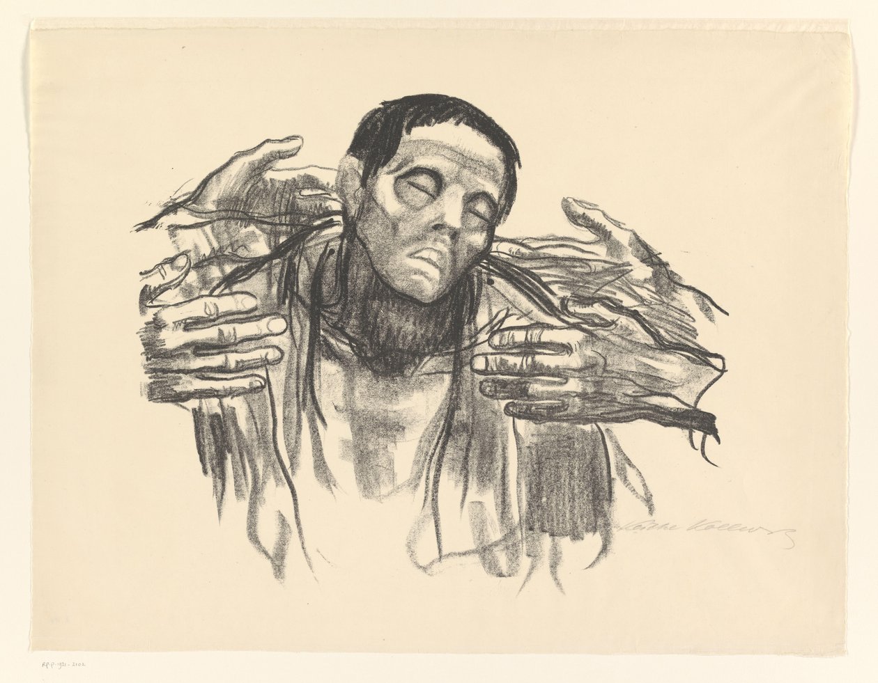 Adam ve Dört El Yarım Rusya (orijinal başlık) by Käthe Kollwitz (signed by artist)