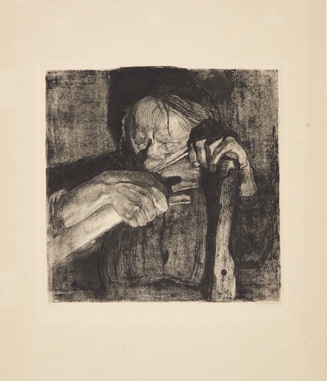 Beim Dengeln by Käthe Kollwitz