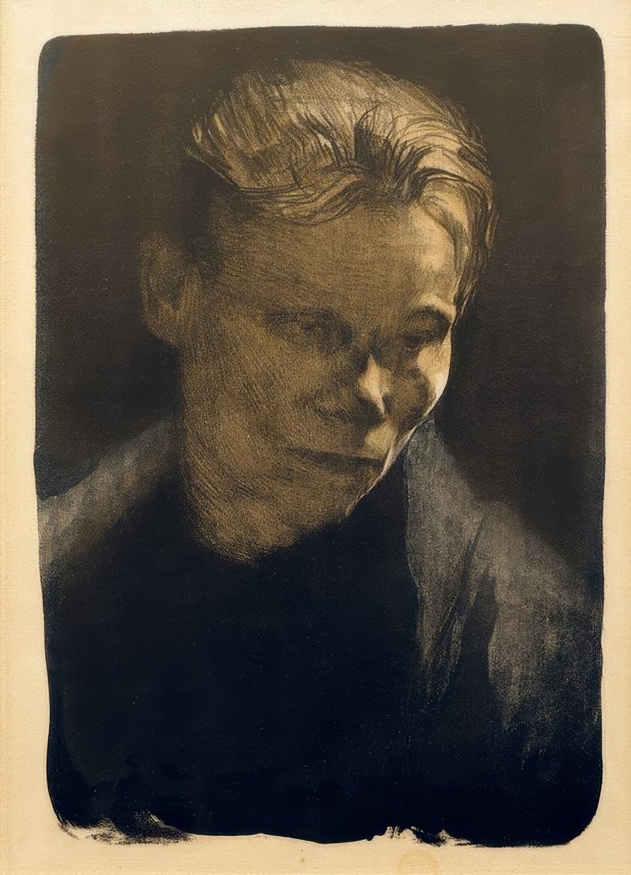 Mavi bezli bir işçi kadının yarım boy portresi by Käthe Kollwitz