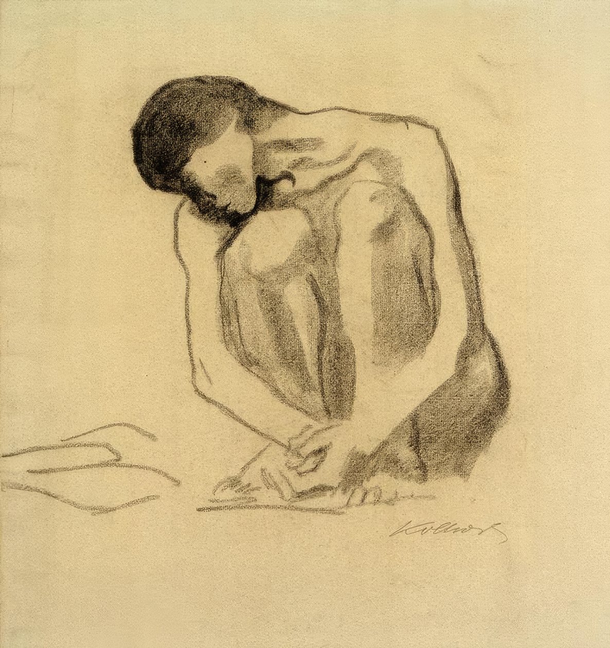 K. Kollwitz, Çömelme Kadın Çıplak by Käthe Kollwitz