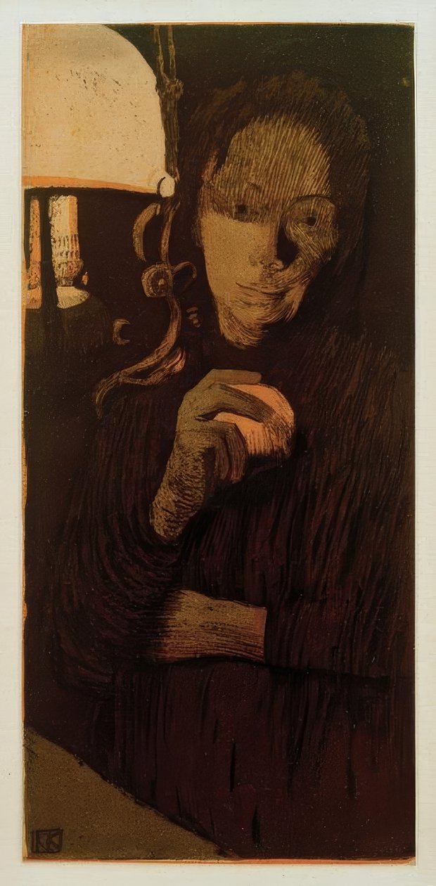 Käthe Kollwitz, portakallı kadın / 1901 by Käthe Kollwitz