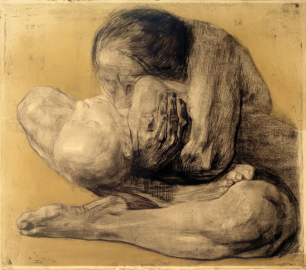 Käthe Kollwitz, ölü çocuğu olan kadın / 1903 by Käthe Kollwitz