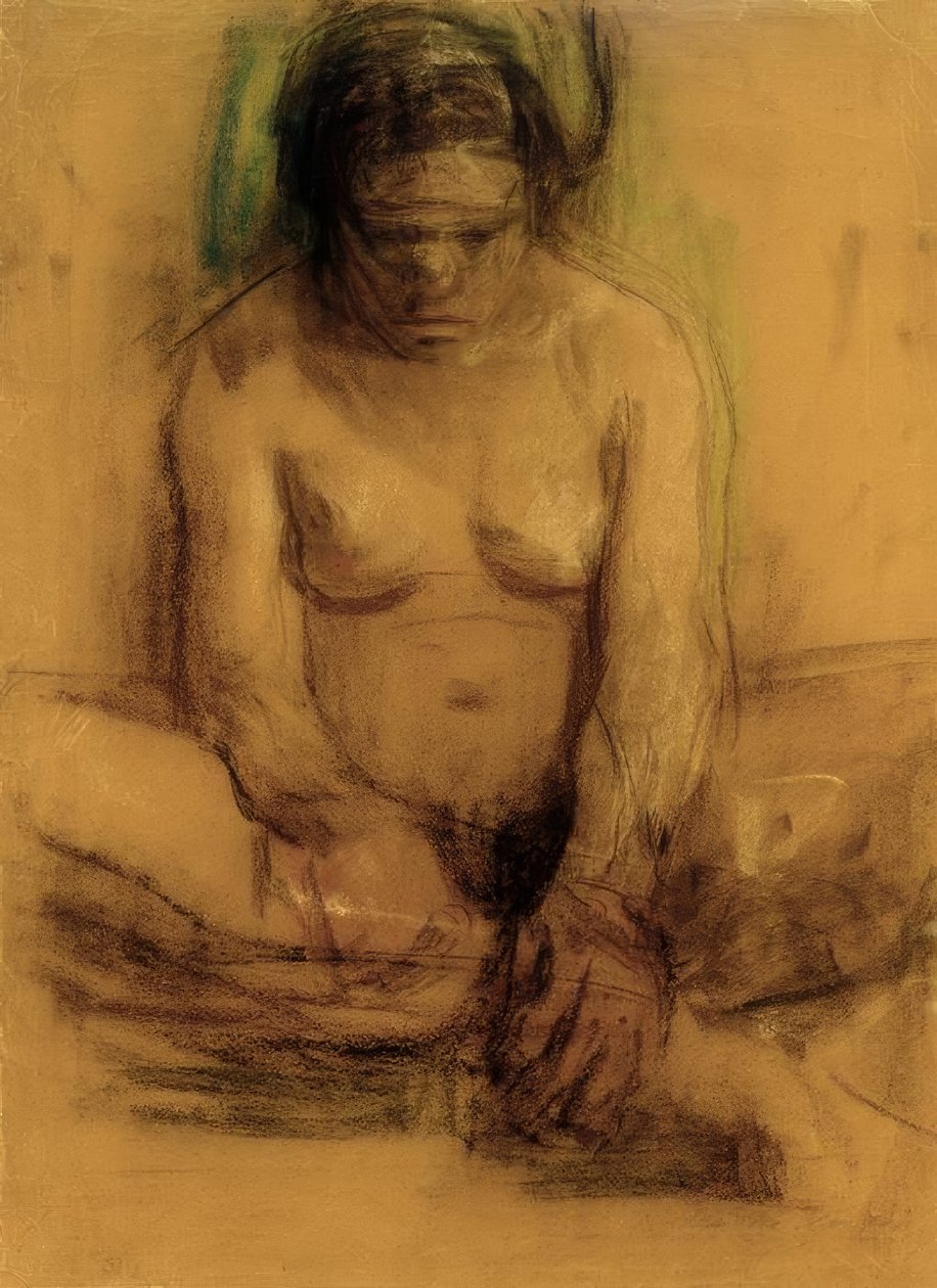 Käthe Kollwitz, Oturan Kadın Çıplak by Käthe Kollwitz
