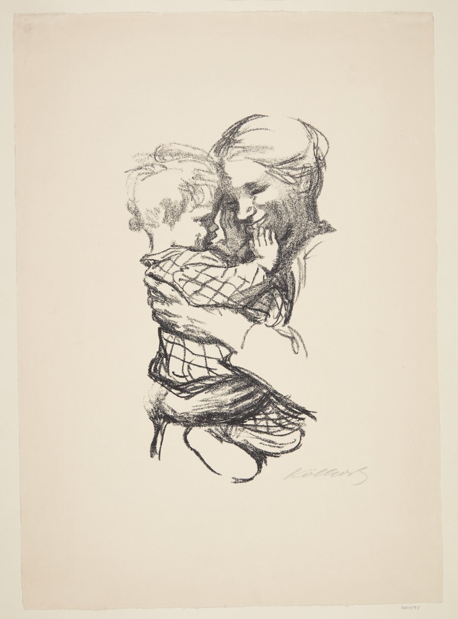 kucağında çocuğu olan anne by Käthe Kollwitz