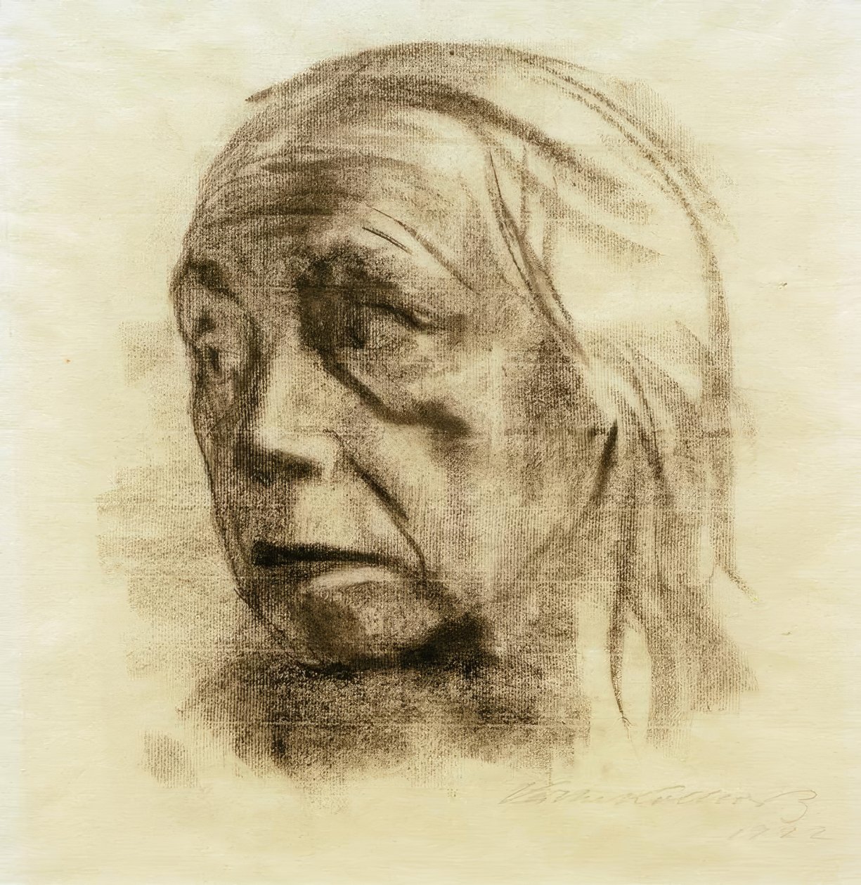 Soldan üç çeyrek görünümde kendi portreniz by Käthe Kollwitz