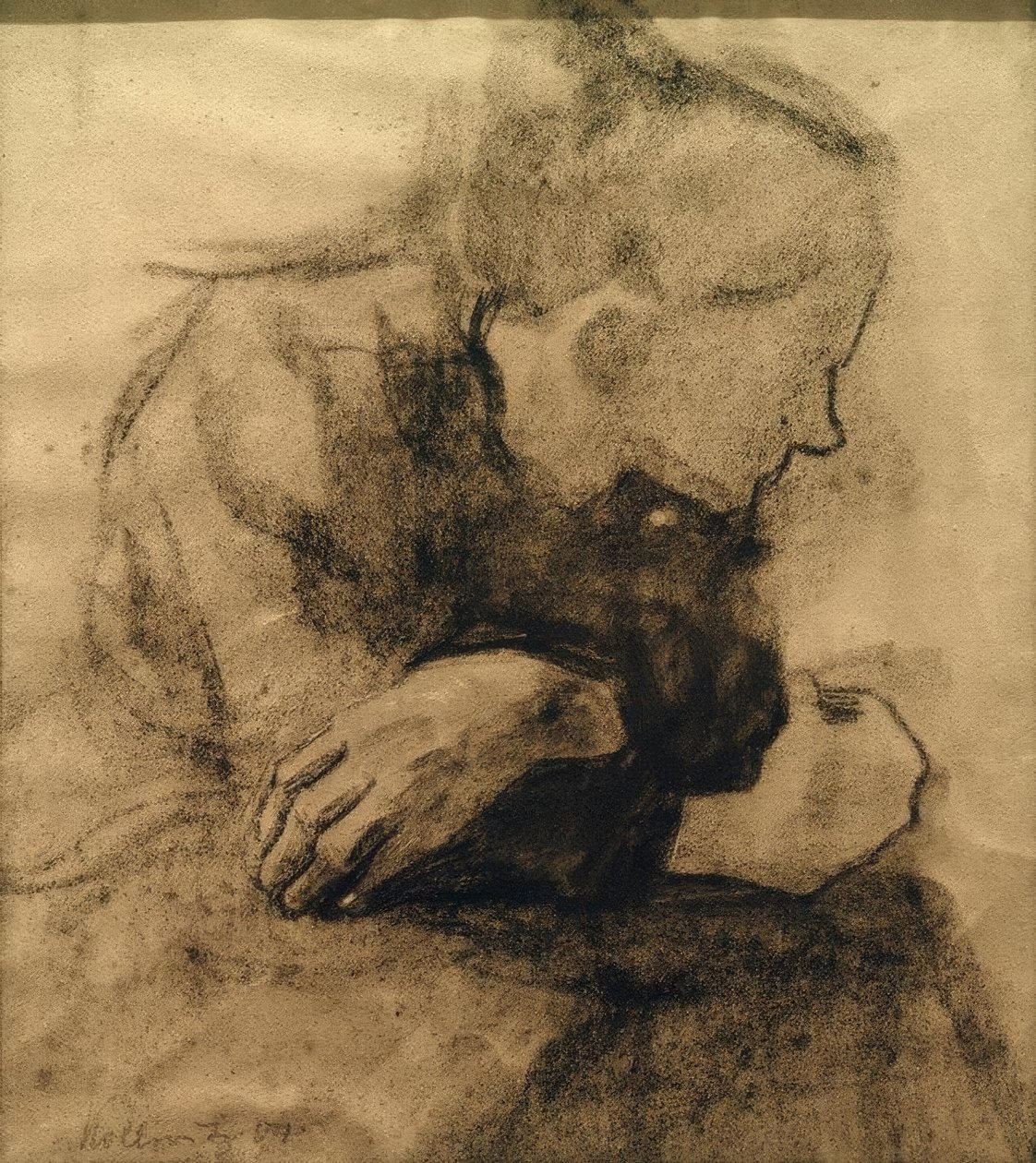 oturan işçi kadın by Käthe Kollwitz