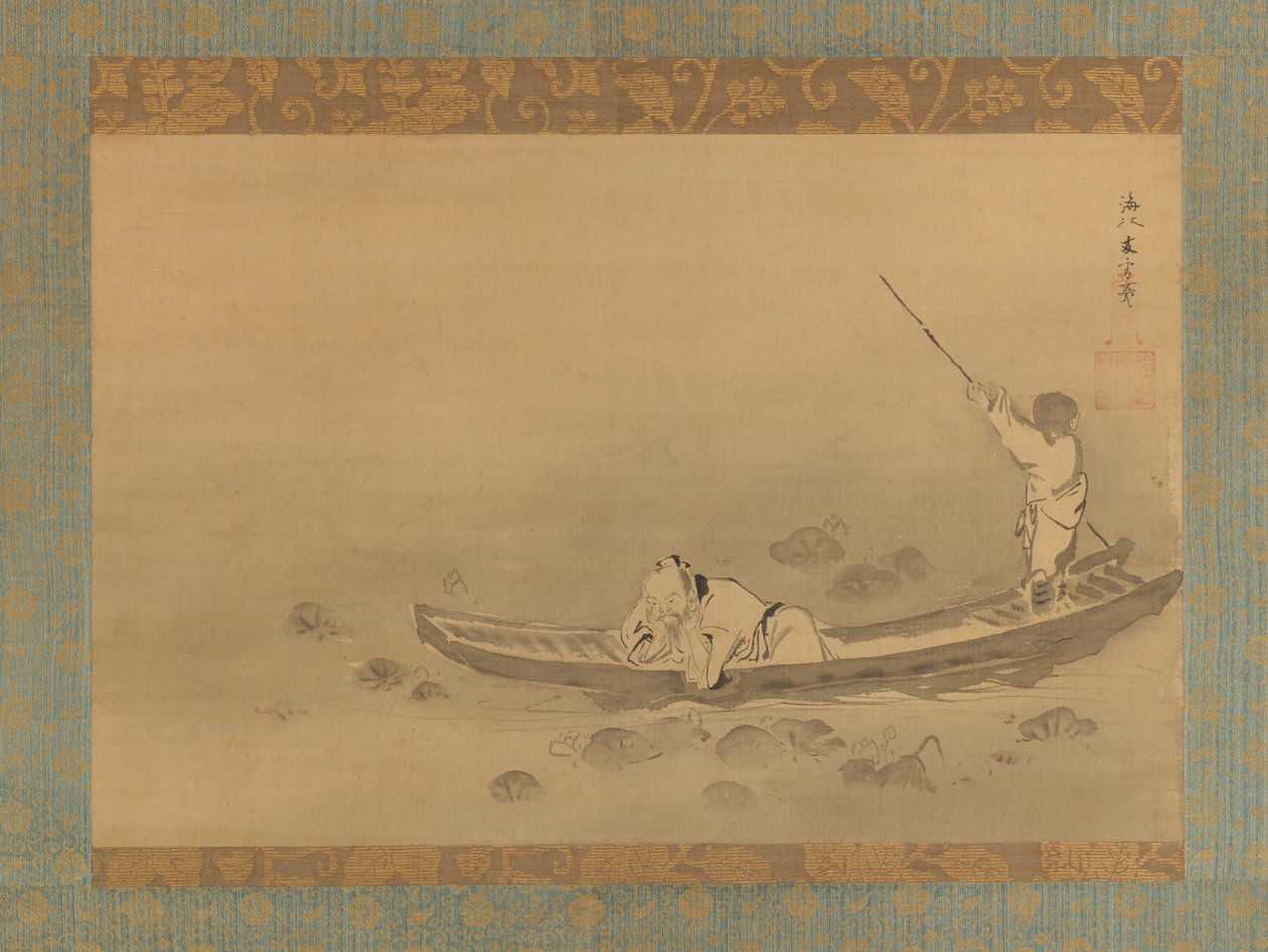 Zhou Maoshu Admiring Lotuses, mid-17th century.  by Kaiho Yusetsu