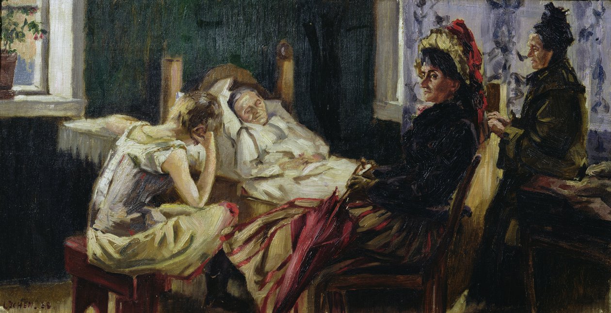 Hasta Ziyareti (tuval üzerine yağlı boya) by Kalle Lochen