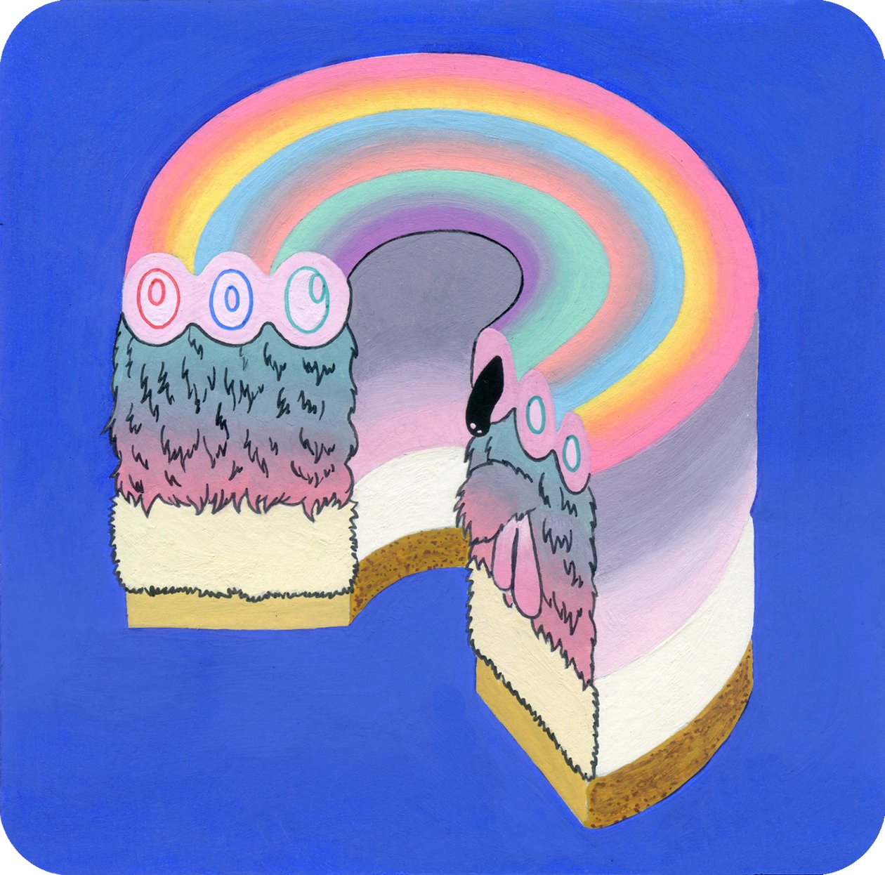 Fuzzcake, 2017 (kağıt üzerine karışık teknik) by Kam Tsz