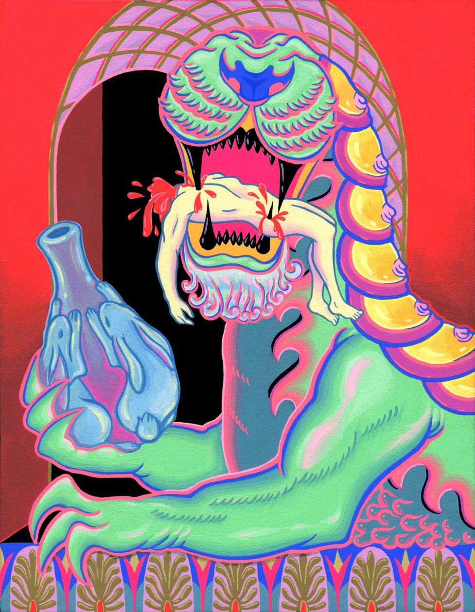 Jade Lion, 2021 (panel üzeri akrilik) by Kam Tsz