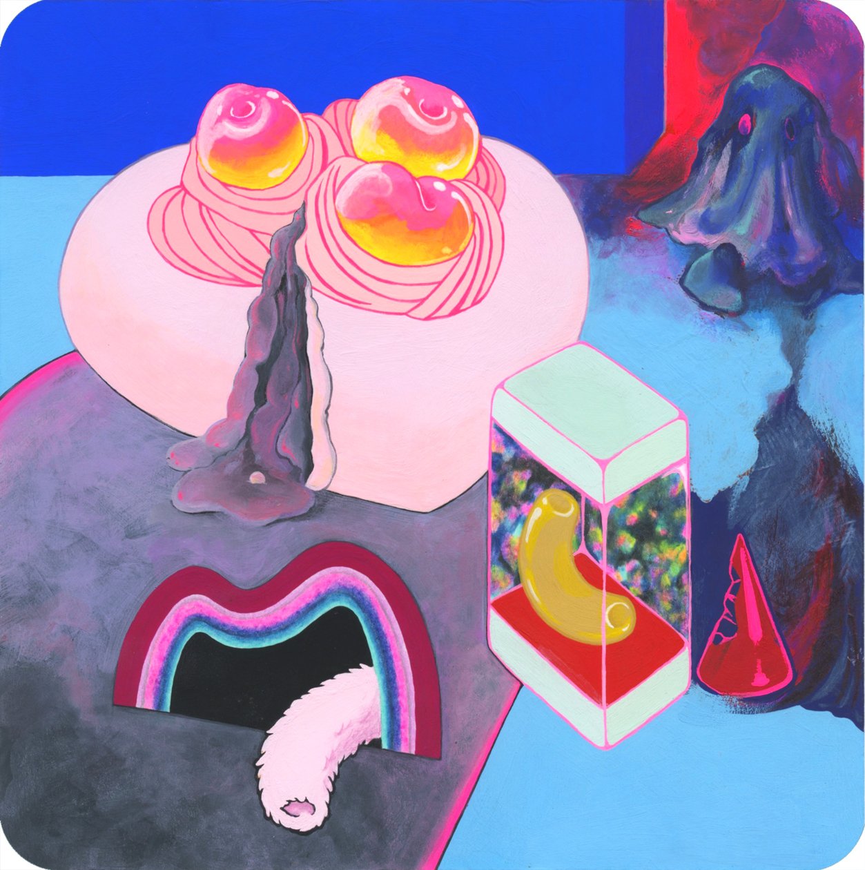Şeftali aromalı, 2018 (kağıt üzeri karışık teknik) by Kam Tsz