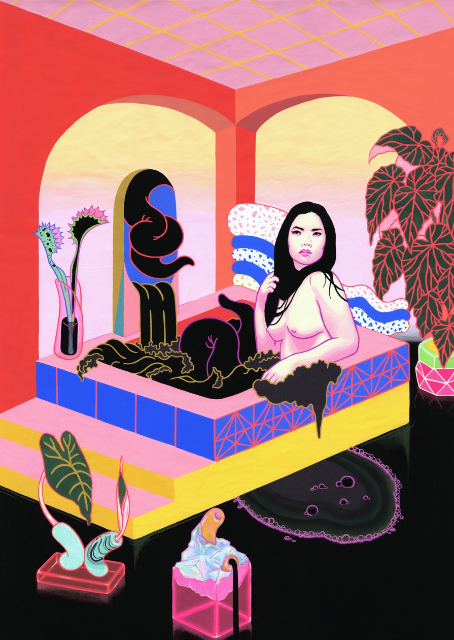 Karıştıran boşlukta öfke, 2020 (pamuk üzerine akrilik) by Kam Tsz