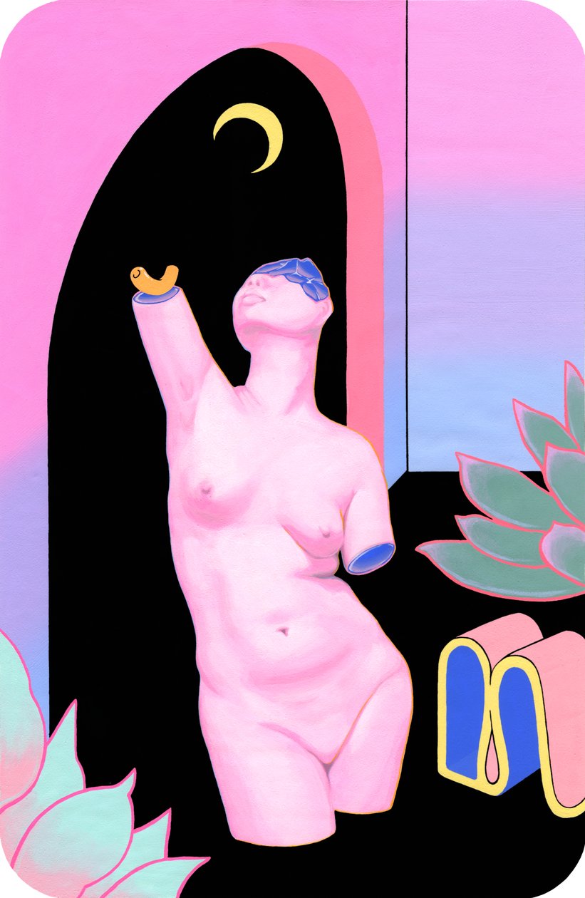 Çöl Soğuduğunda, 2019 (pamuk üzerine akrilik) by Kam Tsz