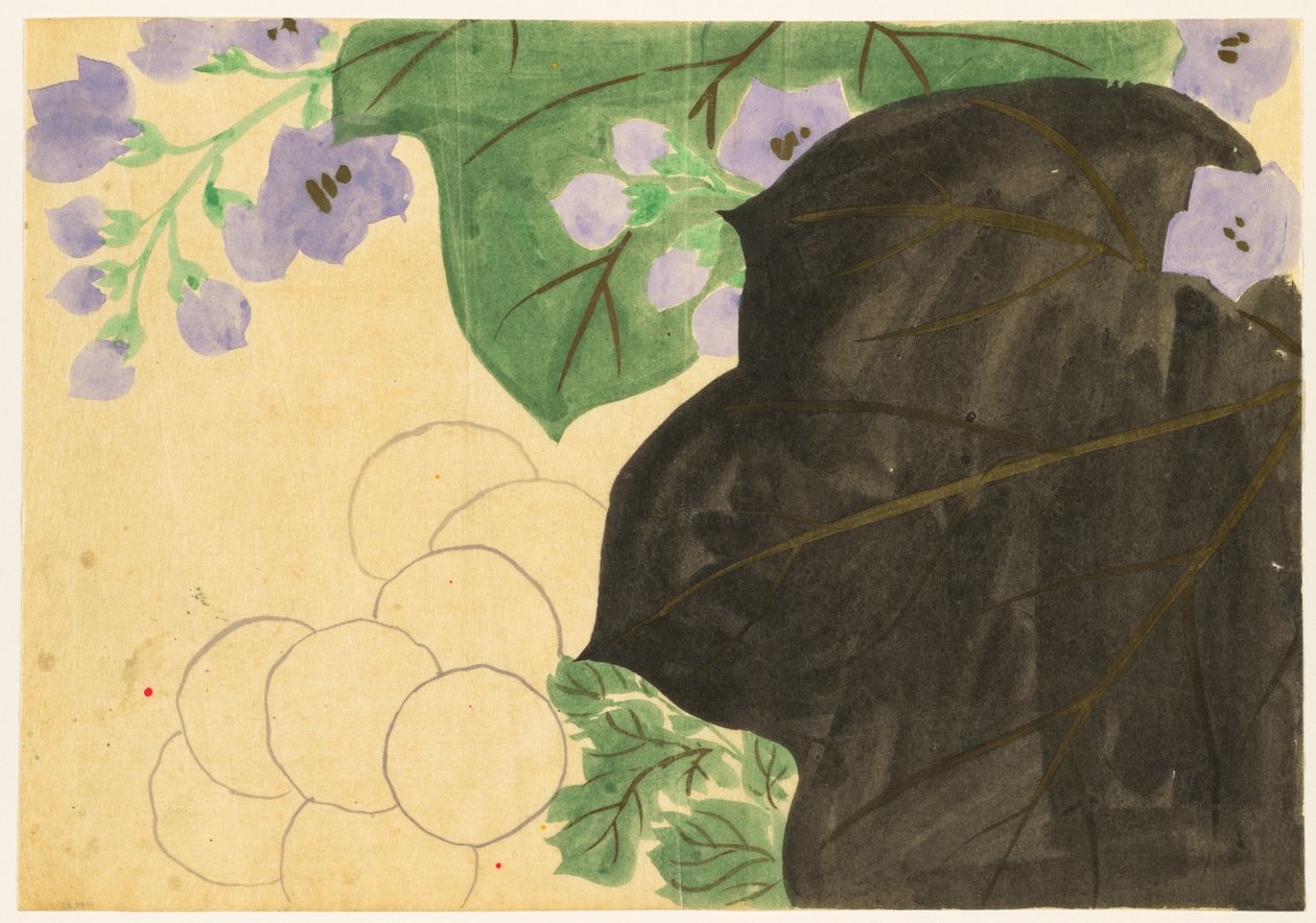 Yüz Dünyanın Çiçekleri (Momoyogusa): Kasımpatı ve Paulownia (Kikukiri) by Kamisaka Sekka
