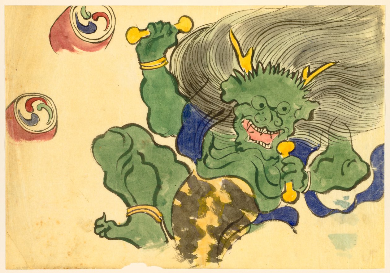 Yüz Dünyanın Çiçekleri (Momoyogusa): Yıldırım Tanrısı (Raijin) by Kamisaka Sekka