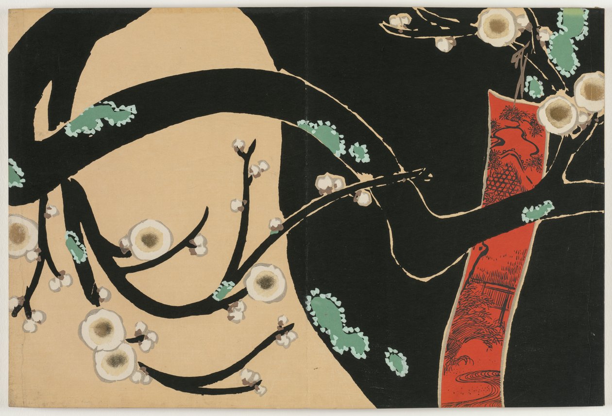 Yüz Dünyanın Çiçekleri (Momoyogusa): Erik (Ume) by Kamisaka Sekka
