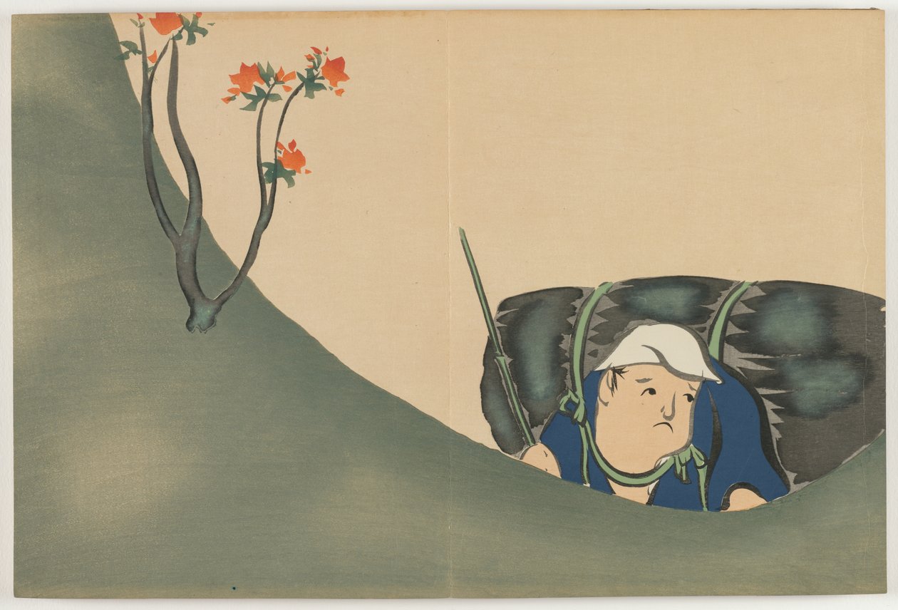 Yüz Dünyanın Çiçekleri (Momoyogusa): Oduncu (Shomu) by Kamisaka Sekka