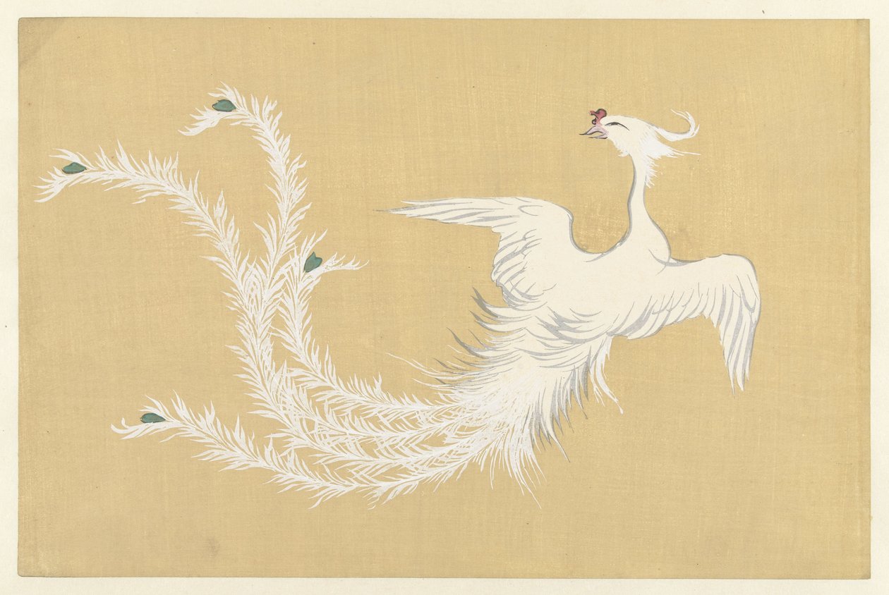 beyaz anka kuşu Hakuho Yüz Dünyanın Çiçekleri (dizi adı) Momoyogusa (dizi adı) by Kamisaka Sekka