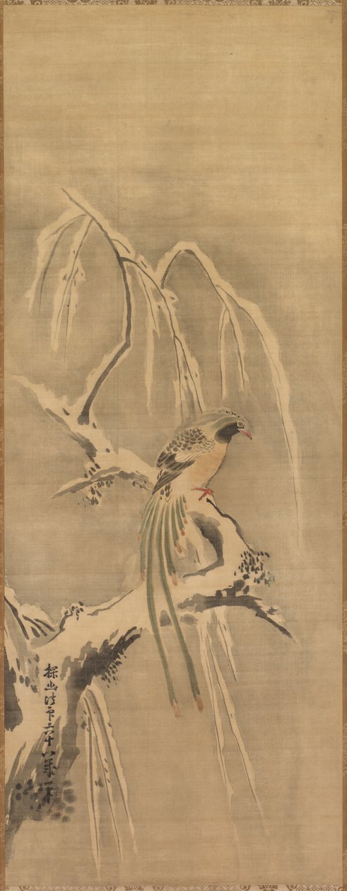 Çin Kuşu Karla Dolu Dalda by Kanō Tan’yū
