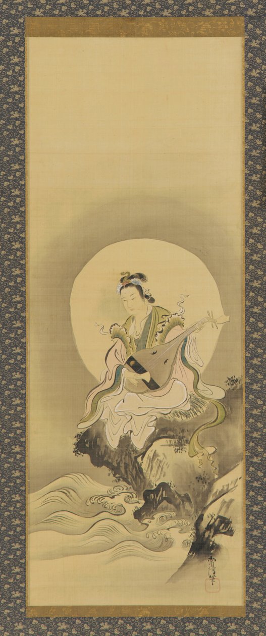 Benten Sarasvati bir kayanın üzerine oturmuş, Edo dönemi, 17. yüzyılın ortaları ile 18. yüzyılın başları. by Kanô Yôboku Tsunenobu