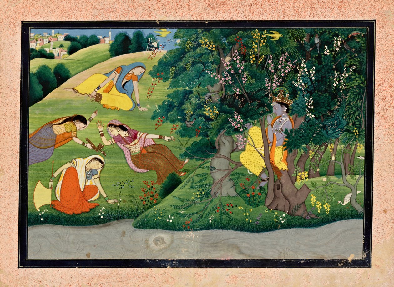 Sütçü Kızlara Krishna Flüt by Unknown