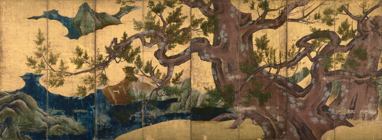 selvi ağaçları by Kano Eitoku