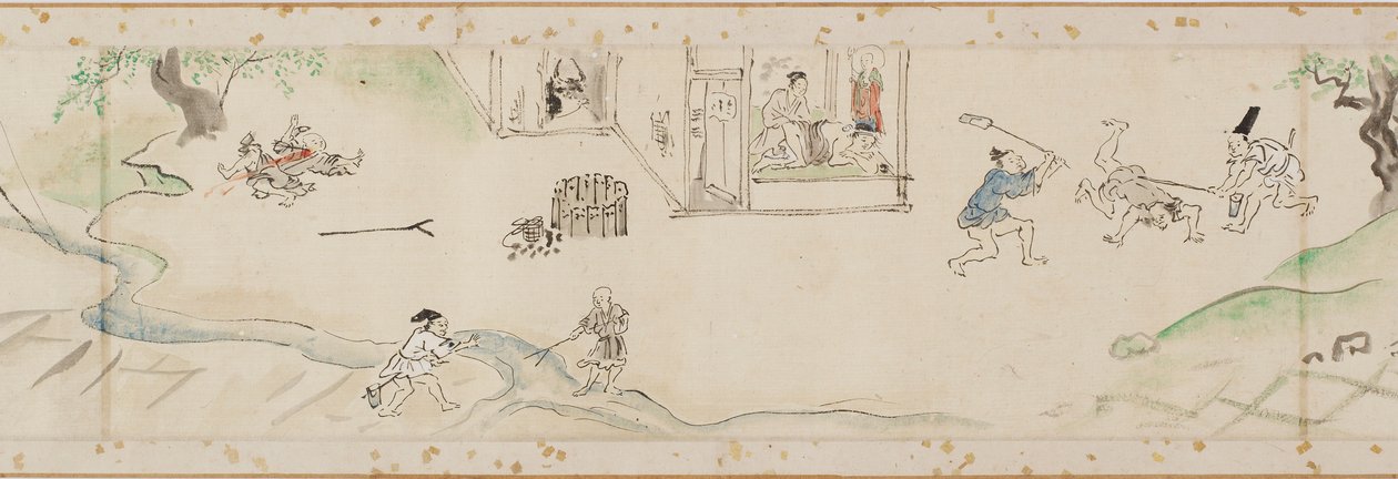 Bodhisattva Jizo tarafından gerçekleştirilen mucizeler, bir el kaydırma bölümünün bir bölümünün kopyası, Edo dönemi, 1627. by Kanō Tan’yū