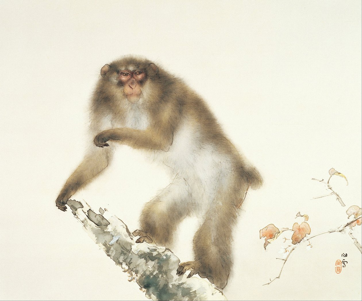 Sonbaharda Kirazlı Yaşlı Maymun by Hashimoto Kansetsu