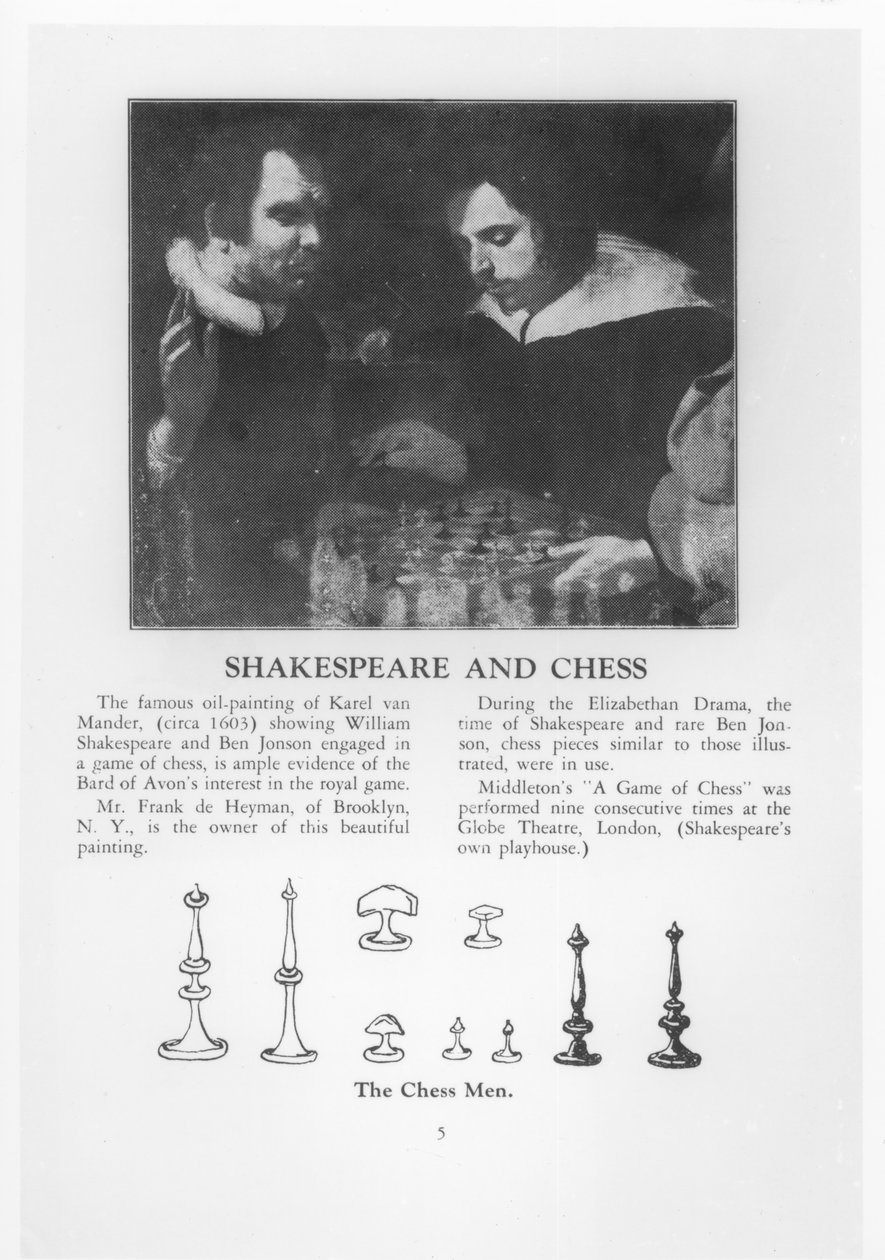 William Shakespeare (1564-1616) ve Ben Jonson (1572-1637) Bir Satranç Oyununa Girdiler by Karel van Mander III