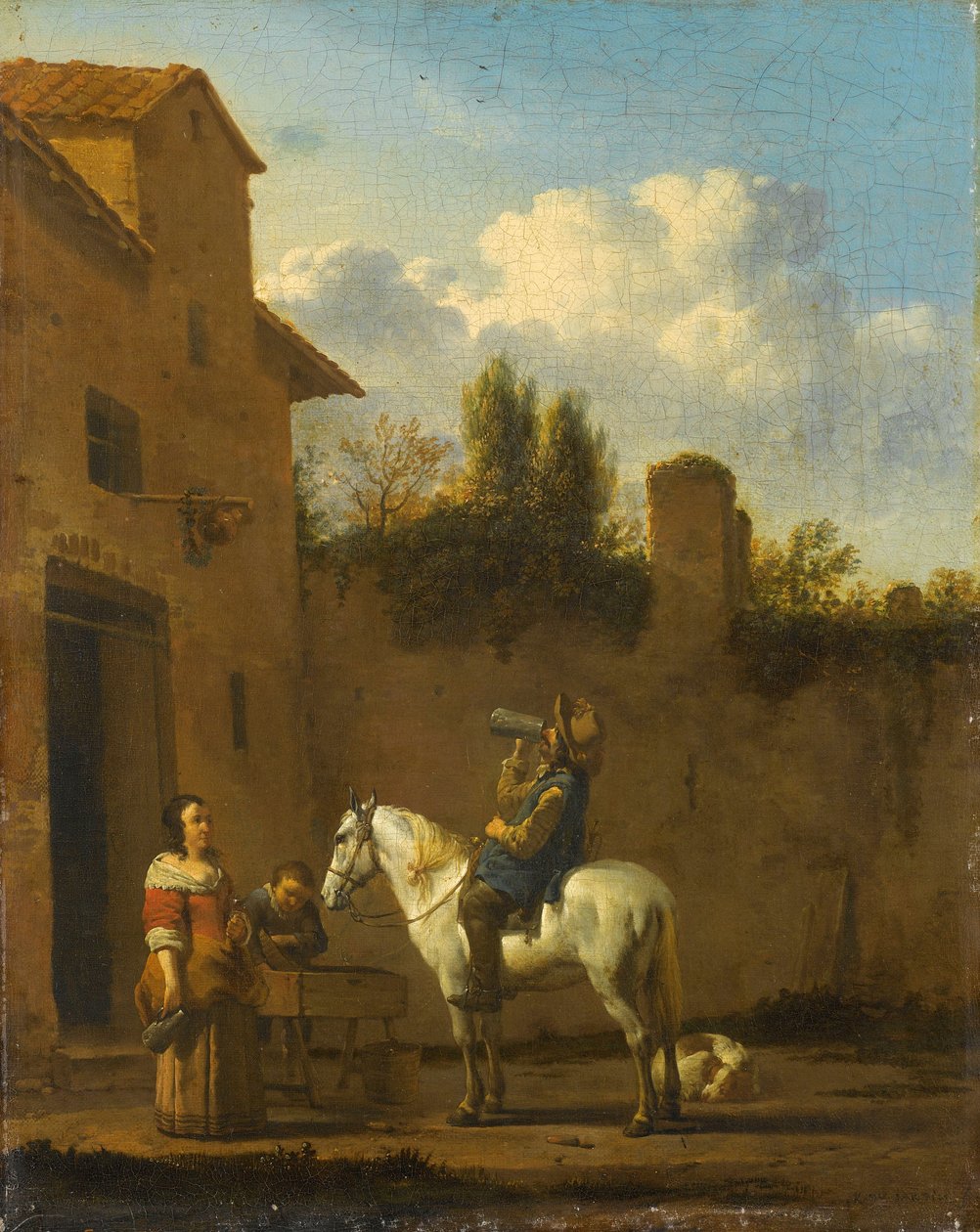 Atlı Trompetçi İçki İçerken, 1650-60 by Karel Dujardin