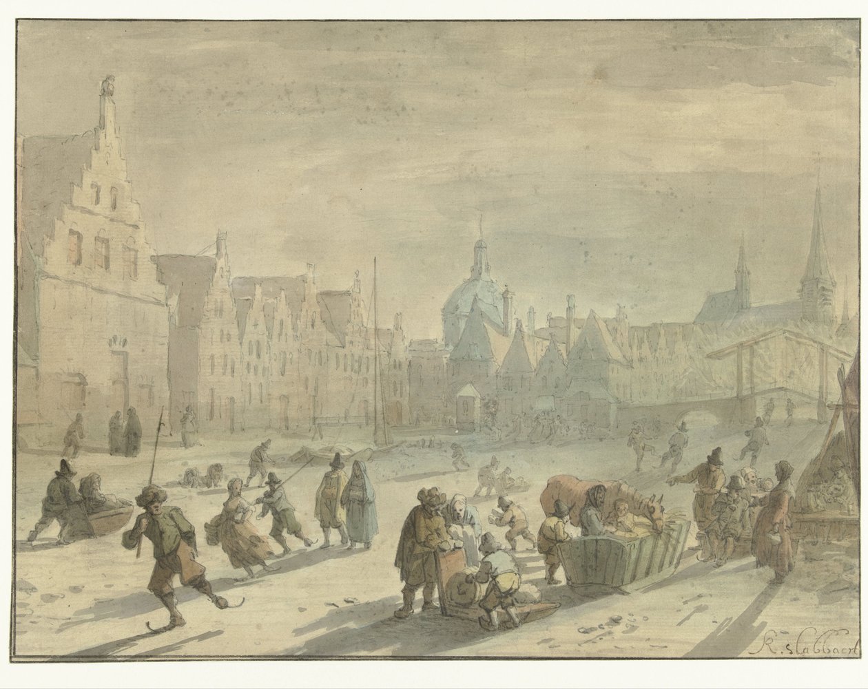 Buz eğlencesi ile Leiden'de Galge suyu by Karel Slabbaert