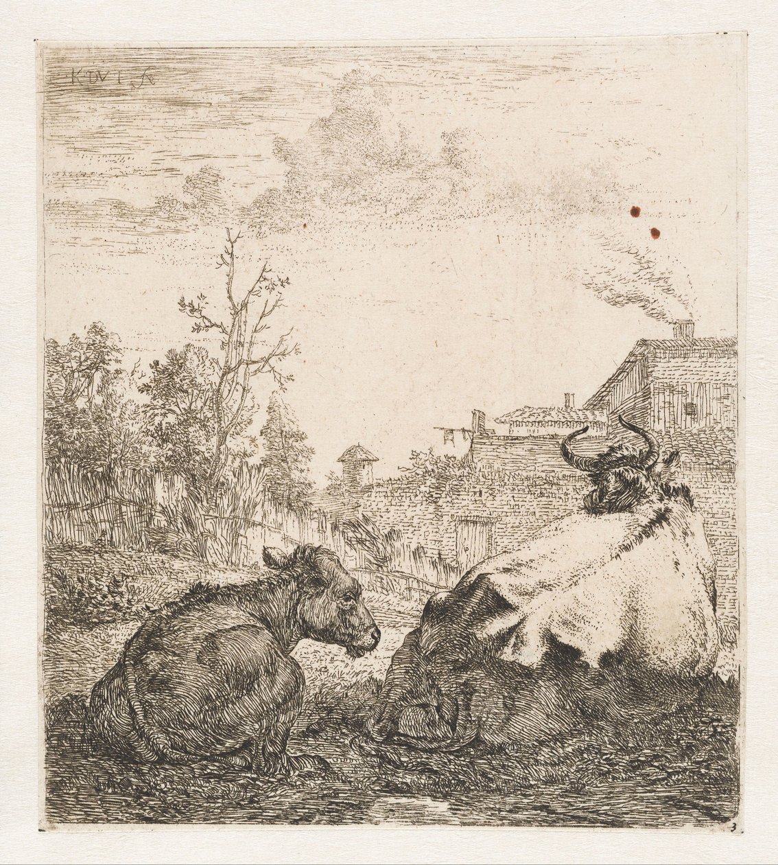 buzağı ile yatan inek Hayvanlar (dizi adı) by Karel du Jardin (signed by artist)