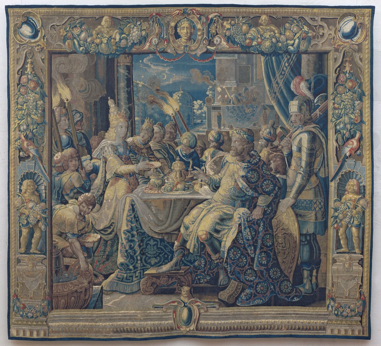Kleopatra Anthony'yi Eğlendirir, yaklaşık 1640 (yün ve ipek) by Karel van II (workshop of) Mander