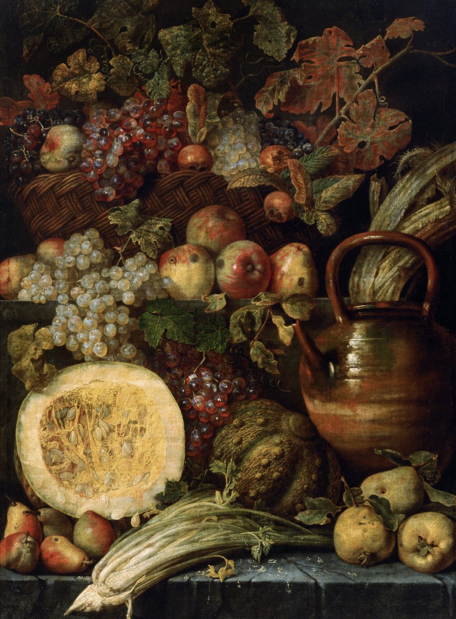 Meyveli natürmort, 17. yüzyılın son çeyreği.. by Karel van Vogelaer