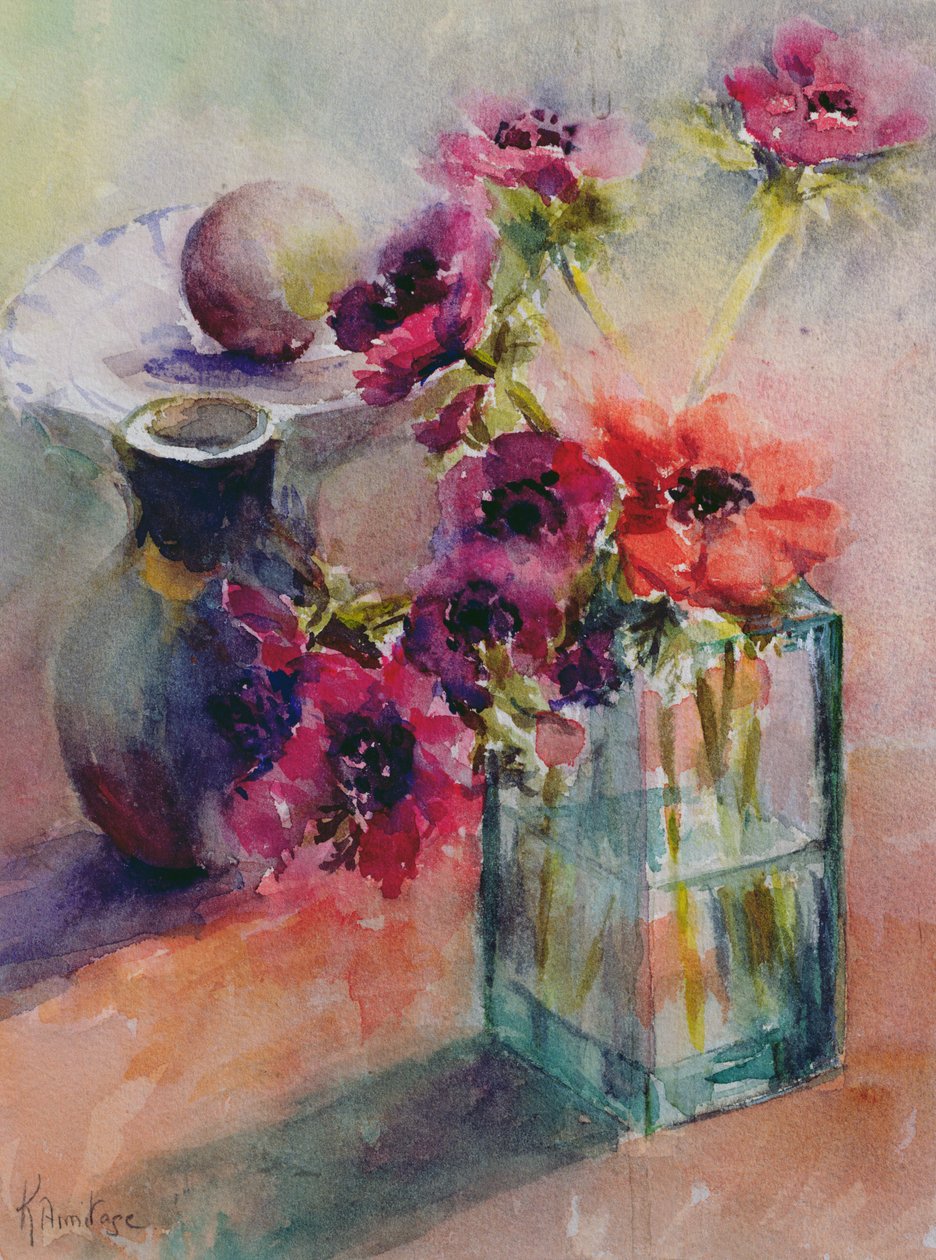Yeşil Cam Vazoda Anemonlar, 2002 by Karen Armitage