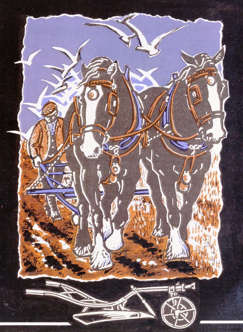 The Plough, 1997 (kağıt üzerinde linocut ve wc) by Karen Cater