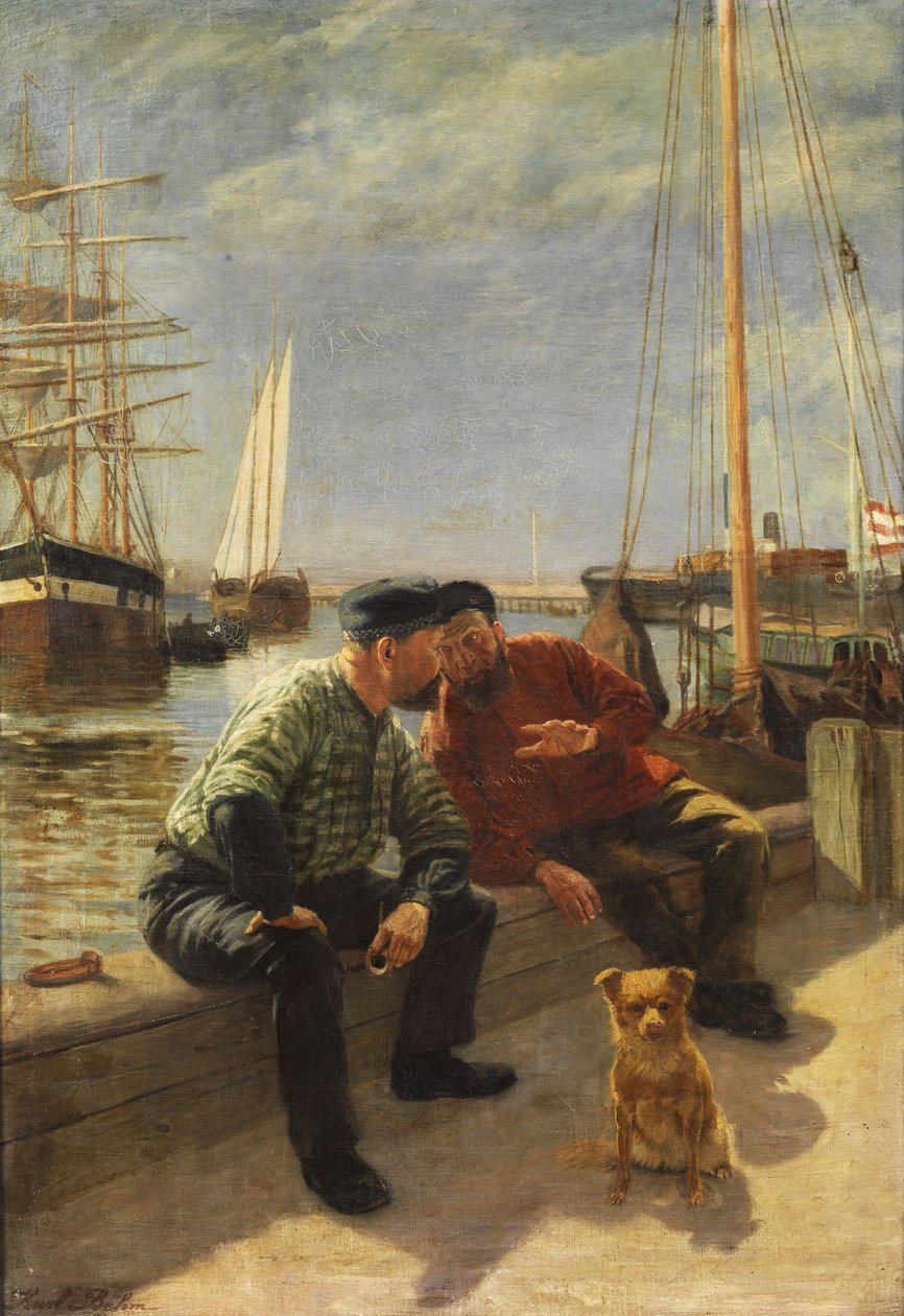 İskelede iki balıkçı by Karl Behm
