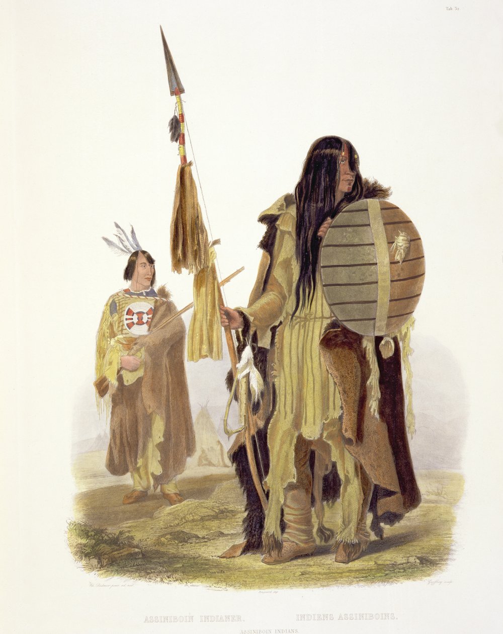 Assiniboin Kızılderilileri, Charles Geoffroy (1819-82) 1844 (aquatint) tarafından oyulmuş 