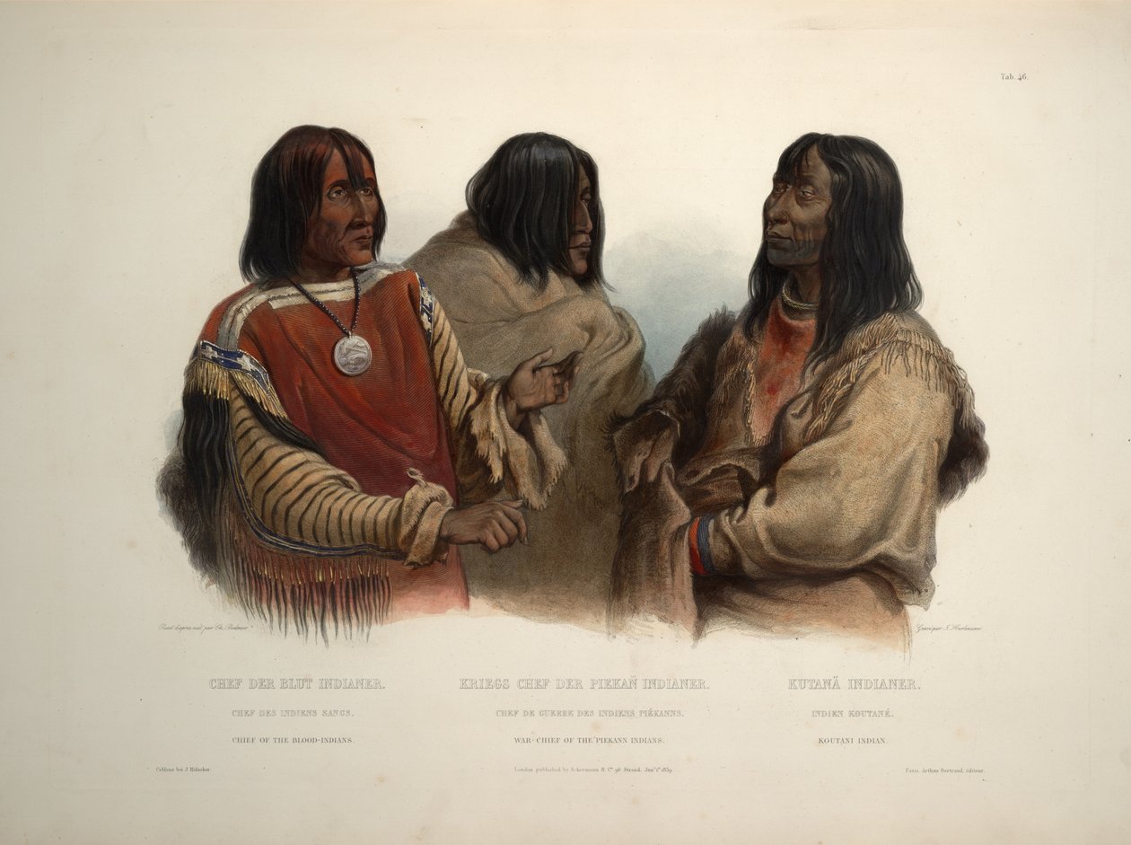 Kan Kızılderililerinin Şefi Piekann Kızılderililerinin ve Koutani Kızılderililerinin Savaş Şefi by Karl Bodmer