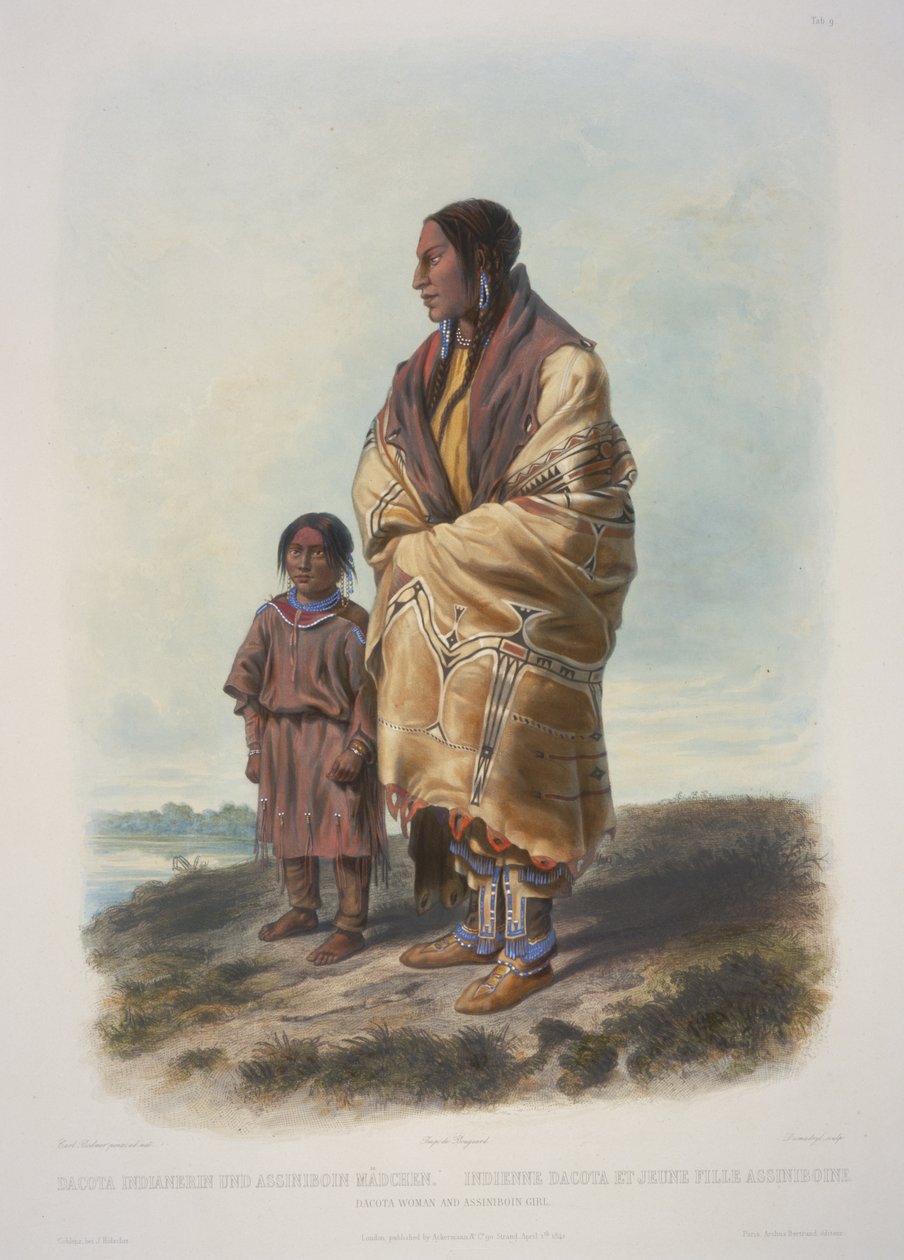 Dakota Woman and Assiniboin Girl by Karl Bodmer